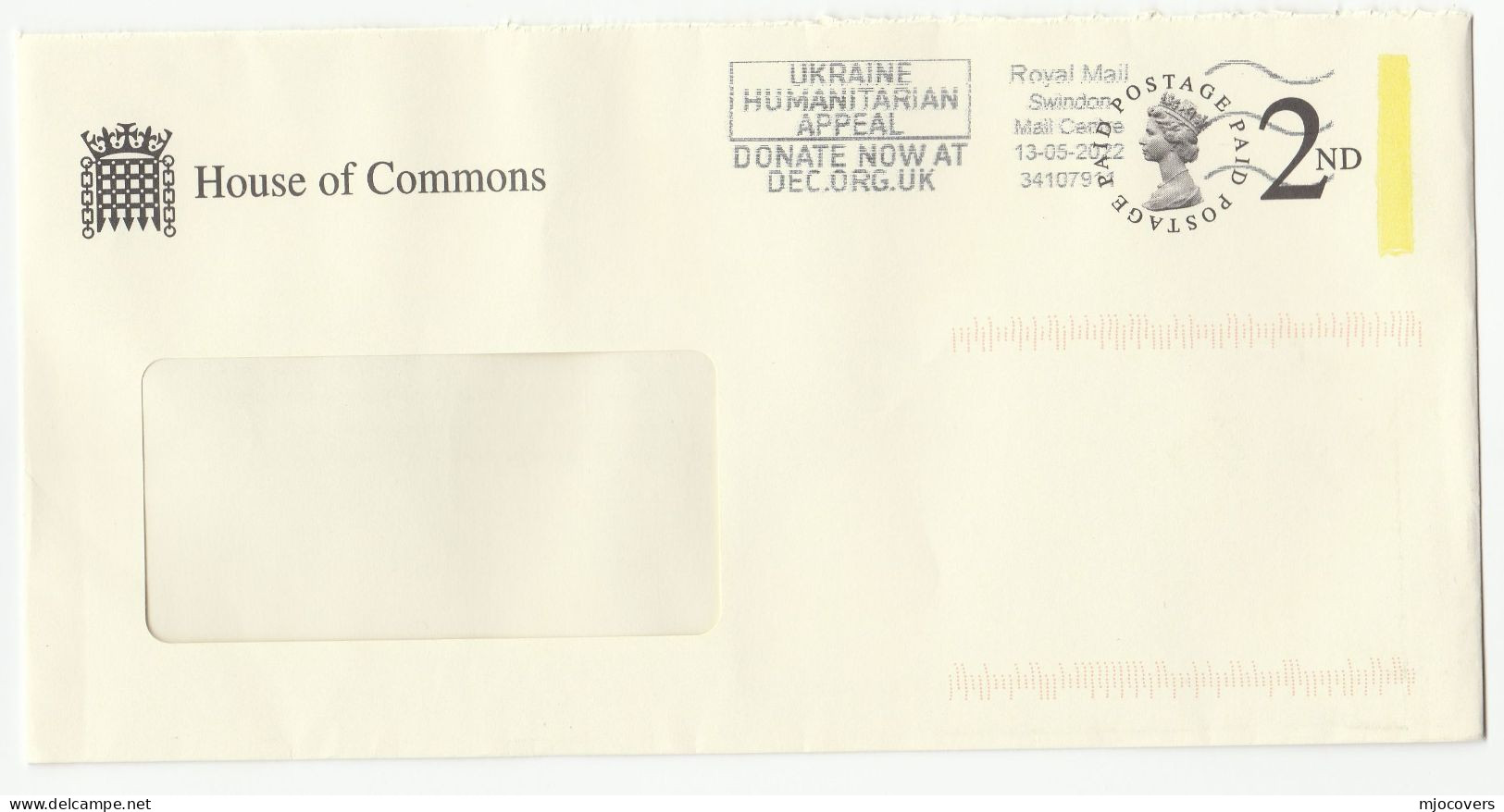 GB Parliament UKRAINE WAR Cover SLOGAN Humanitarian Appeal POSTAL STATIONERY 2022 - Postwaardestukken