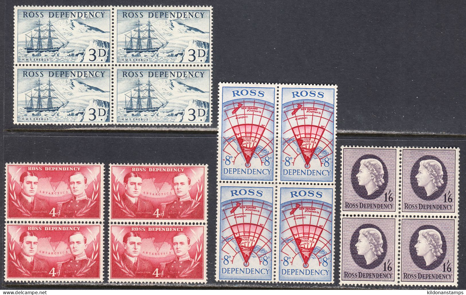 New Zealand - Ross Dep. 1957 Mint No Hinge, 4 Sets, Some Blocks, Sc# L1-L4, SG - Andere & Zonder Classificatie