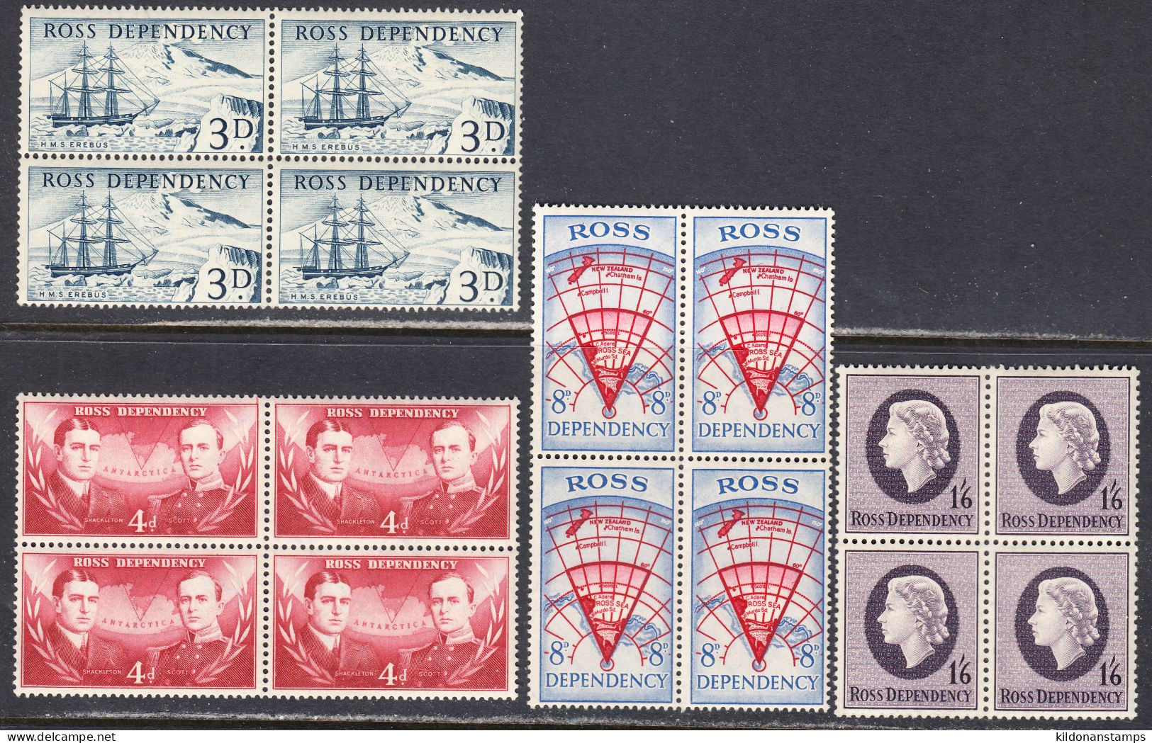 New Zealand - Ross Dep. 1957 Mint No Hinge, Blocks, Sc# L1-L4, SG - Andere & Zonder Classificatie