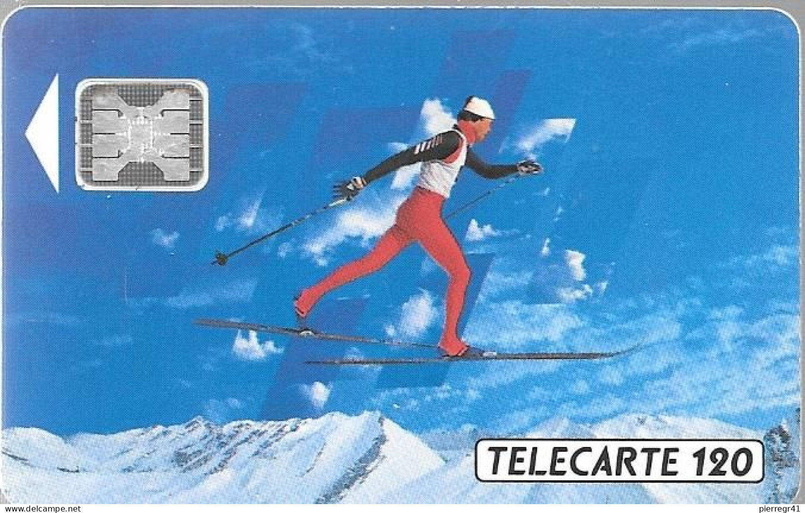 CARTE²°-PUBLIC-50U-F205 A-SC4--11/91-SKI DE FOND--9 N° NOIRS LASER-N°C1C034855-UTILISE -TBE- - 1991