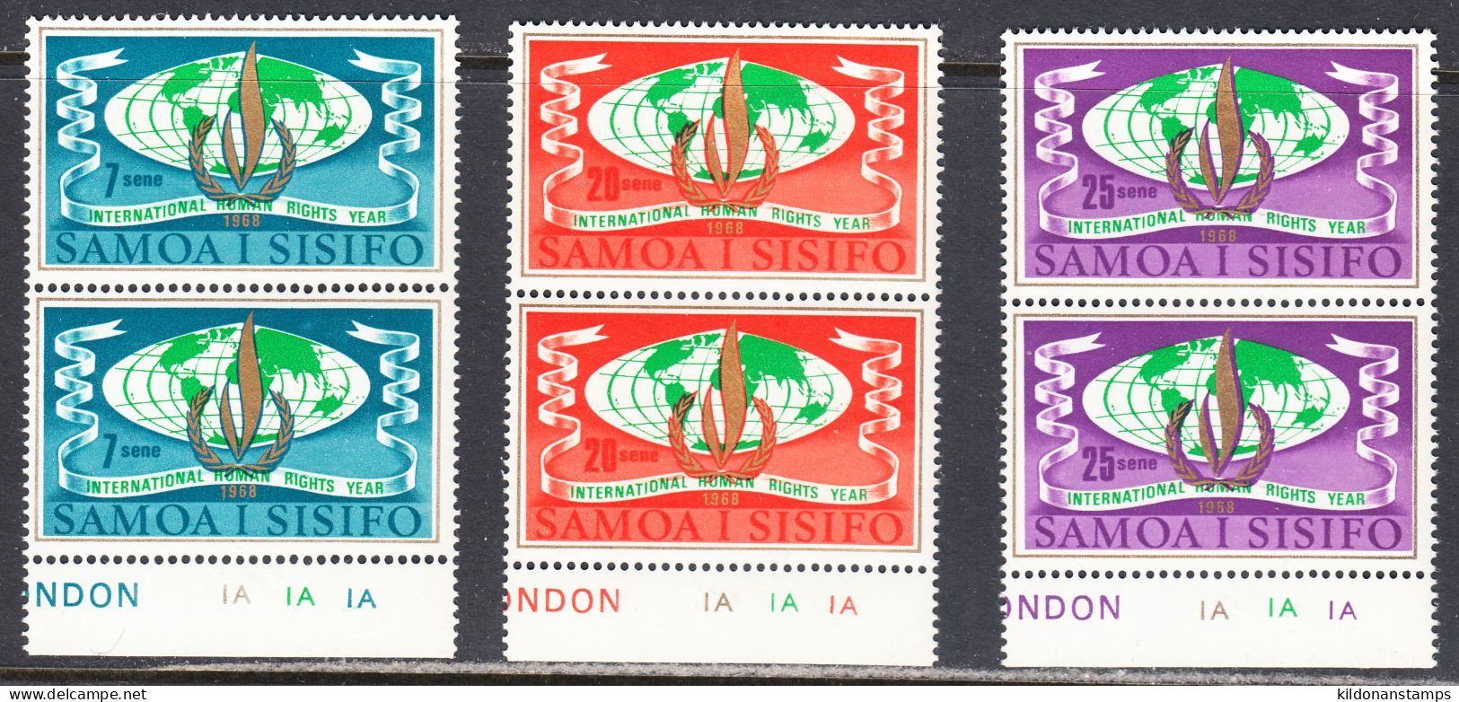 Samoa 1968 Mint No Hinge, Pairs, Sc# 295-297, SG 310-312 - Samoa