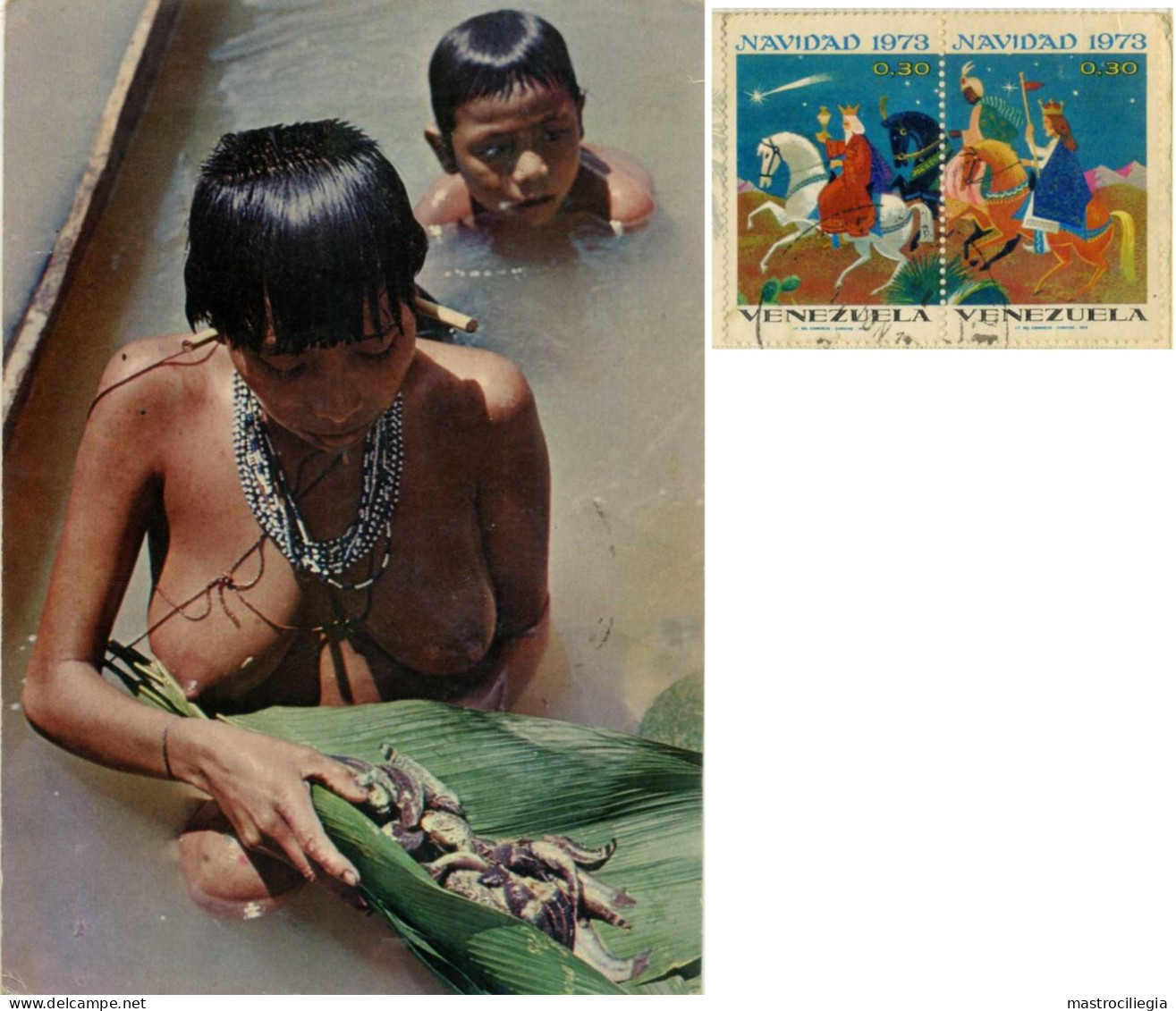 VENEZUELA AMAZONAS India Yanoama Pescando En El Alto Orinoco Seins Nus Topless Nice Stamps  - Venezuela