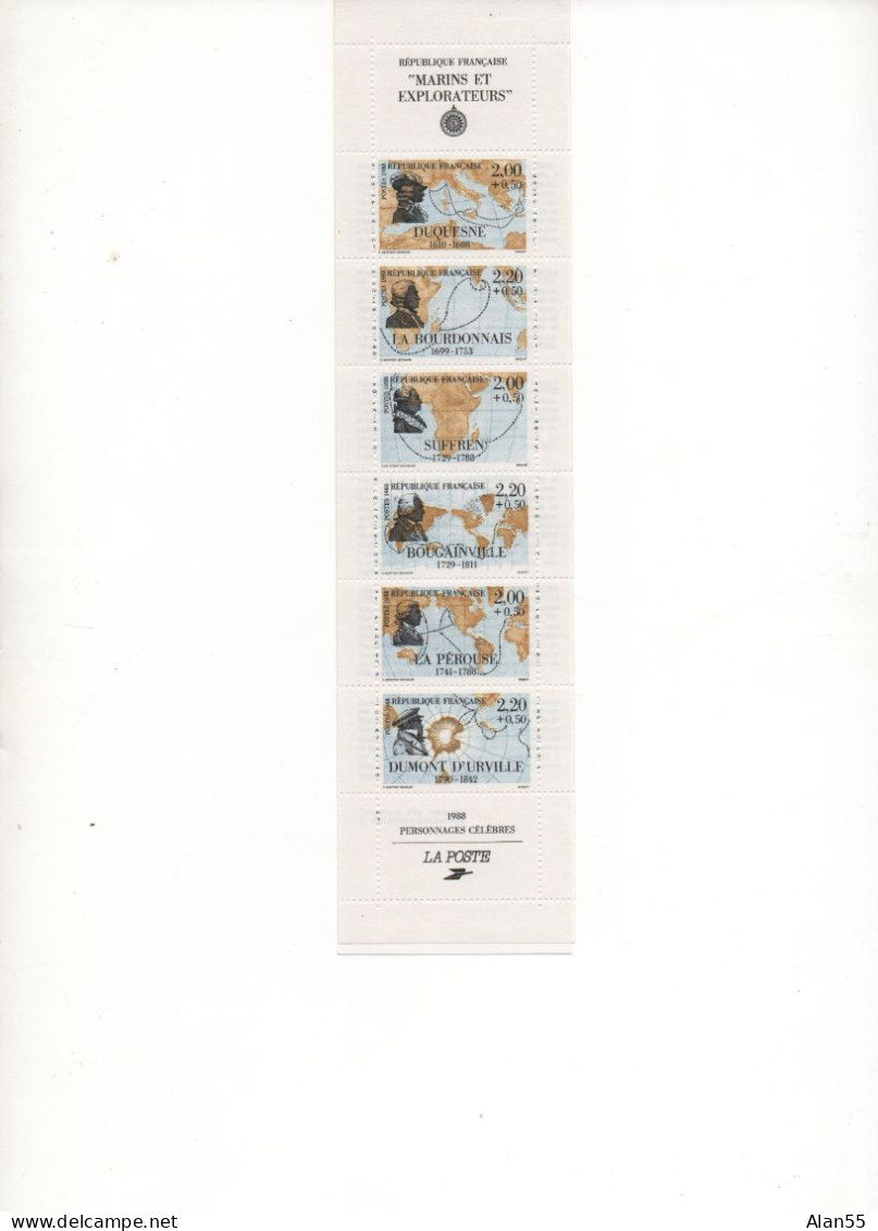 FRANCE.1988. MARINS ET EXPLORATEURS.  VARIETE + NORMAL,DEUX CARNETS  NEUFS**. 1er CHOIX.NON PLIE. - People