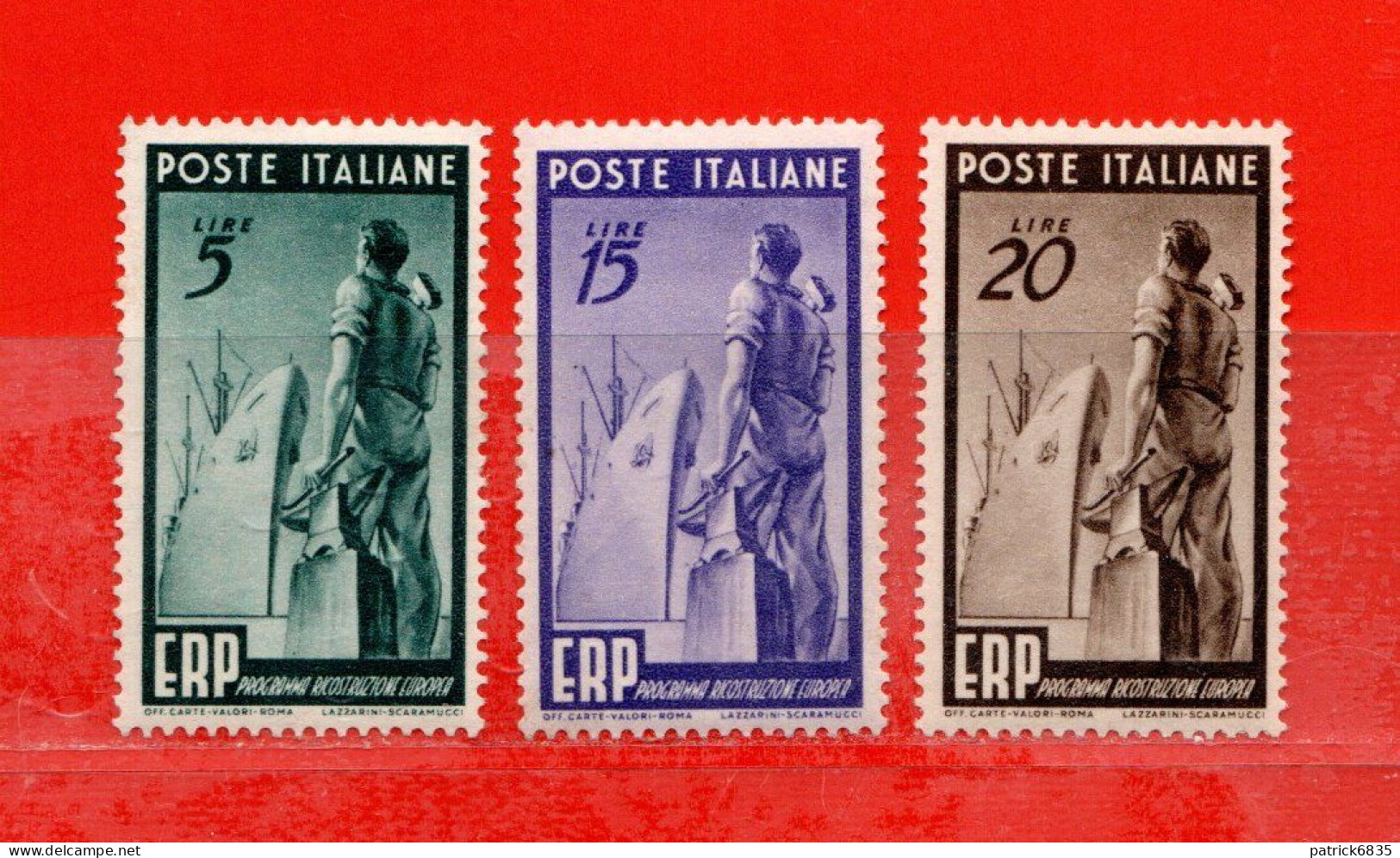 (Rizr) Italia **-1949 -  ERP.  Unif. 601-602-603. MNH**. Firma Di COLLA - 1946-60: Mint/hinged