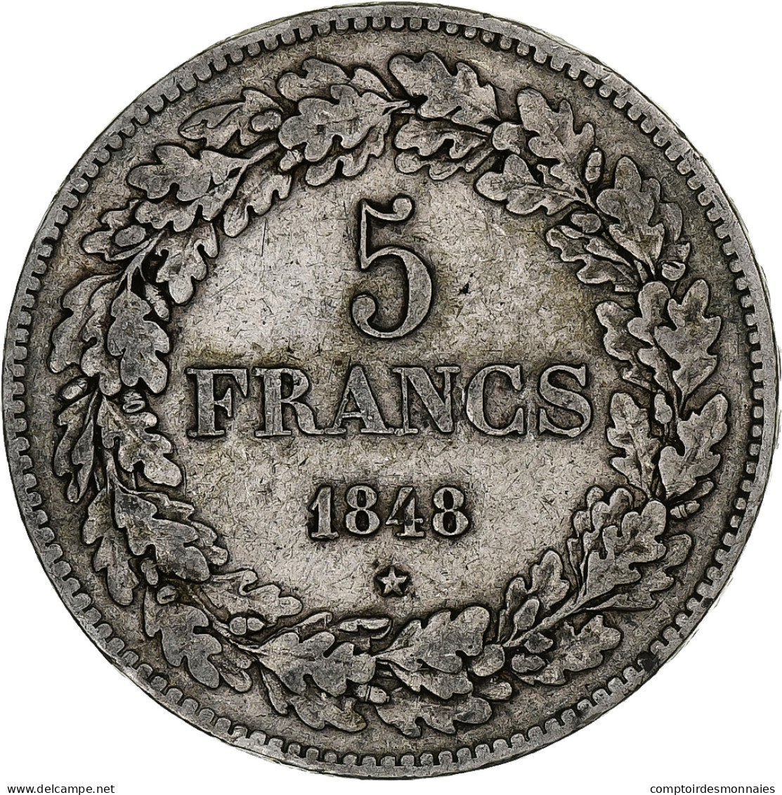 Belgique, Leopold I, 5 Francs, 5 Frank, 1848, Argent, TTB, KM:3.2 - 5 Francs