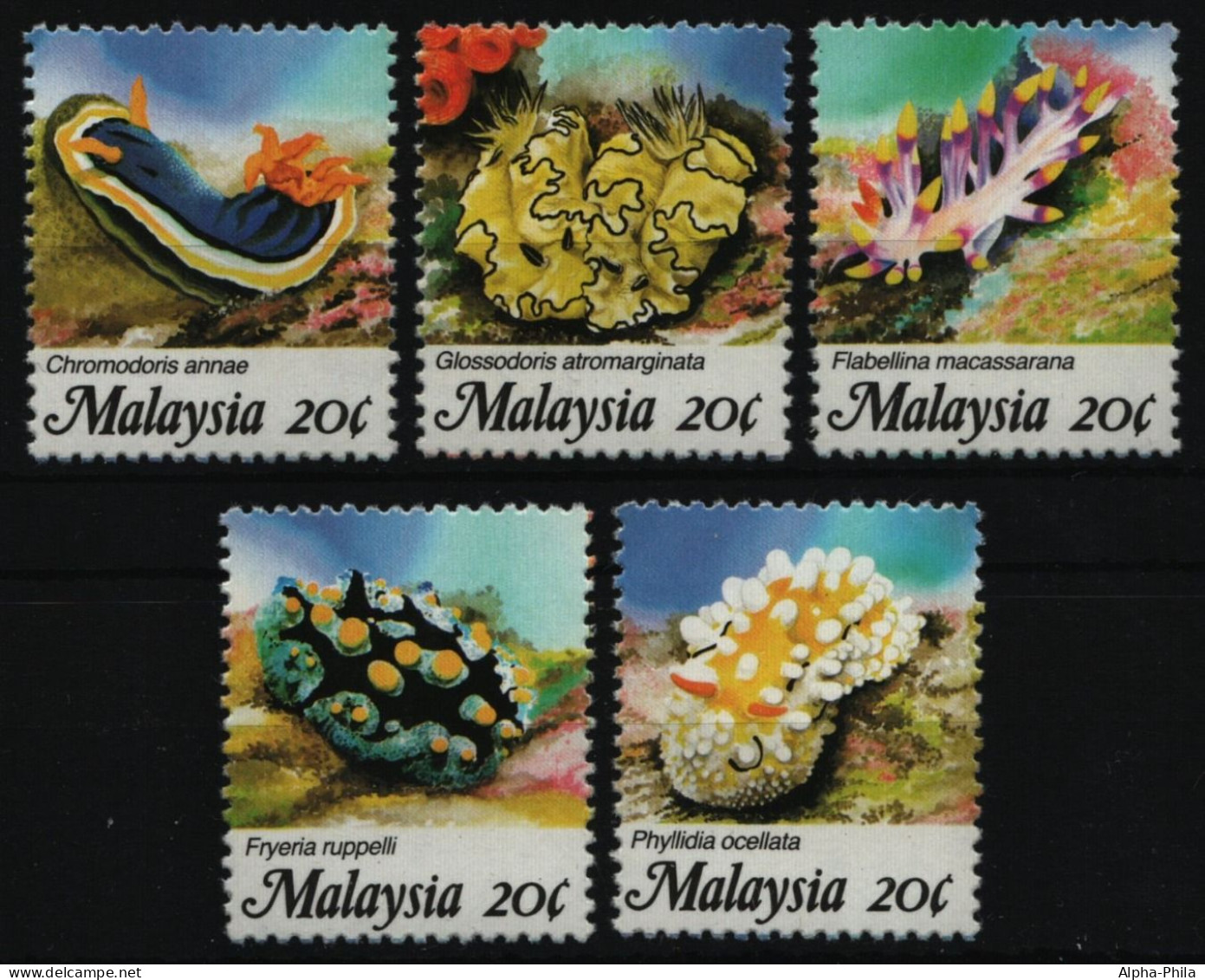 Malaysia 1988 - Mi-Nr. 387-391 ** - MNH - Einzeln - Nacktschnecken - Malaysia (1964-...)