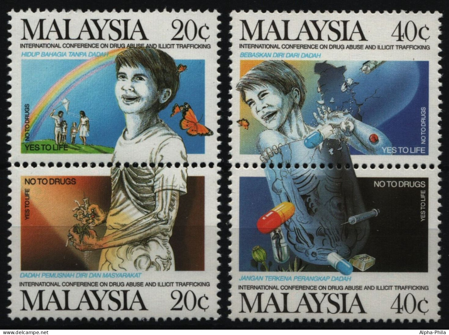 Malaysia 1987 - Mi-Nr. 357-360 ** - MNH - Gegen Drogen - Malaysia (1964-...)