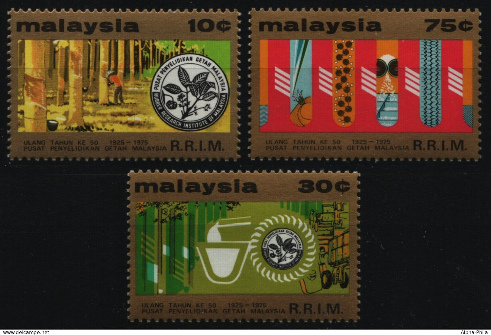 Malaysia 1975 - Mi-Nr. 140-142 ** - MNH - Gummiforschung - Malaysia (1964-...)