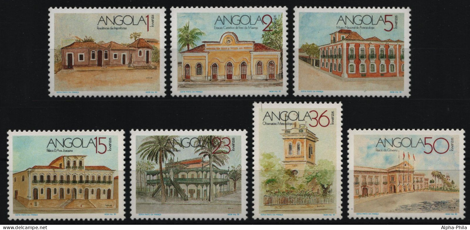 Angola 1990 - Mi-Nr. 781-787 ** - MNH - Historische Gebäude - Angola