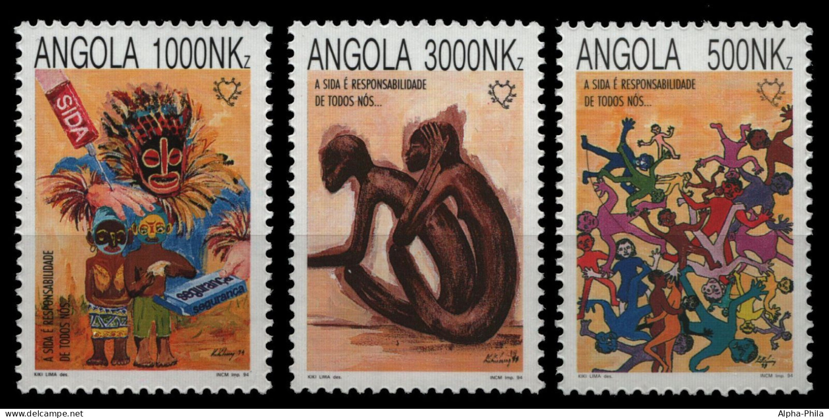 Angola 1994 - Mi-Nr. 957-959 ** - MNH - Gegen AIDS - Angola