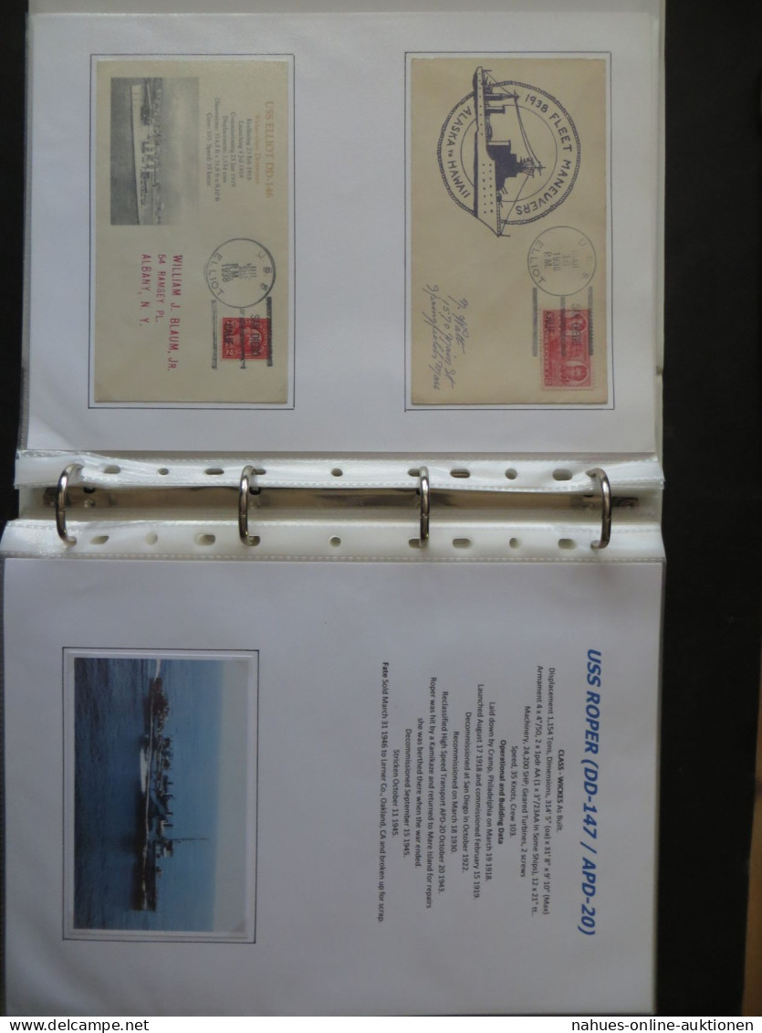 Schiffspost Sammlung USA USS Amerikanische Zerstörer Ab Den 30er Jahren Riesige - Maritime