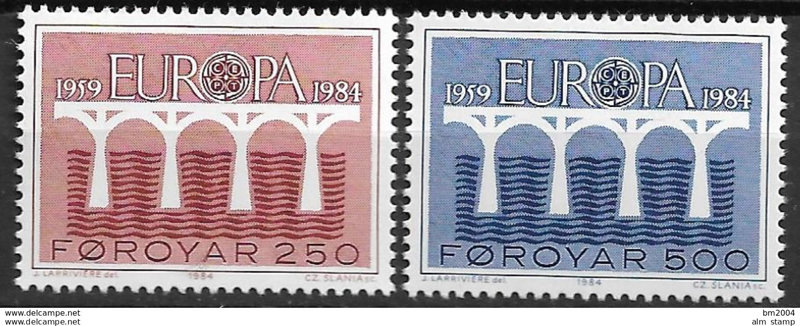 1984 Färöer  Mi. 97-8**MNH Europa: 25 Jahre Europäische Konferenz Der Verwaltungen Für Das Post- Und Fernmeldewesen - 1984