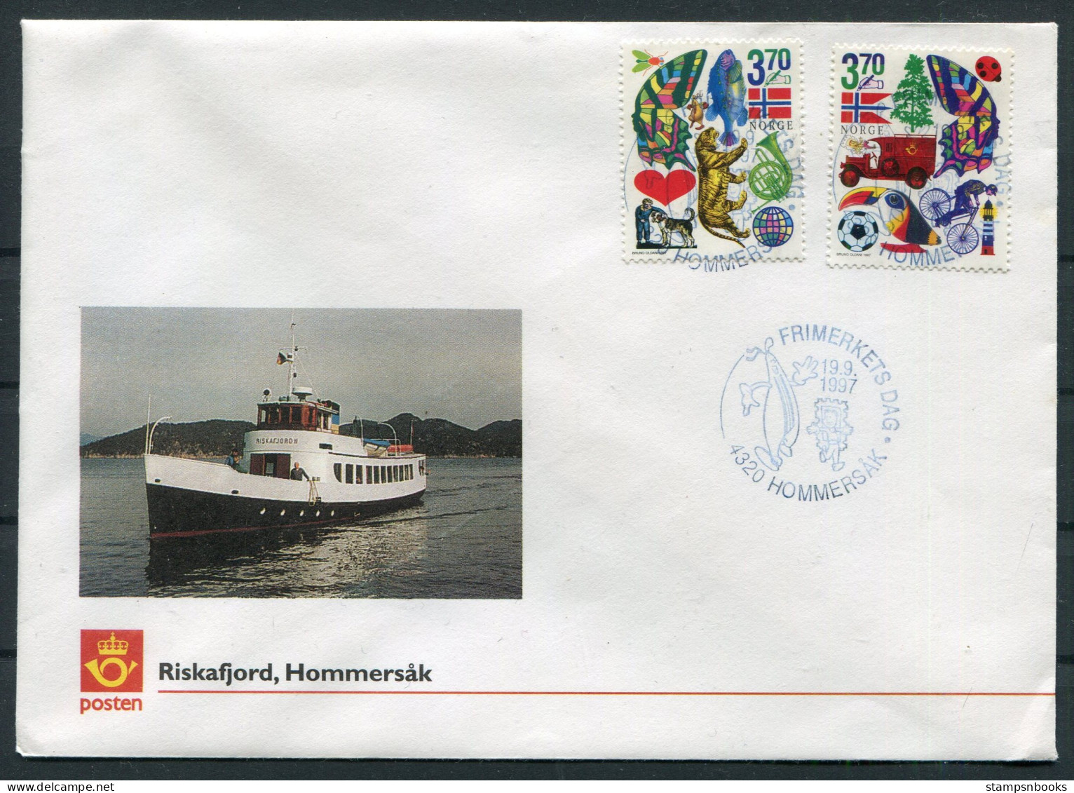 1997 Norway Riskafjord Frimerkets Dag, Stamp Day Hommersak Cover - Brieven En Documenten