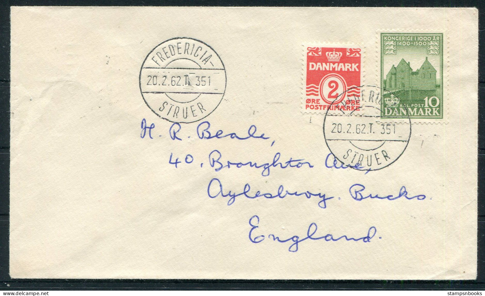 1962 Denmark Railway Cover Fredericia / Struer  - Lettres & Documents