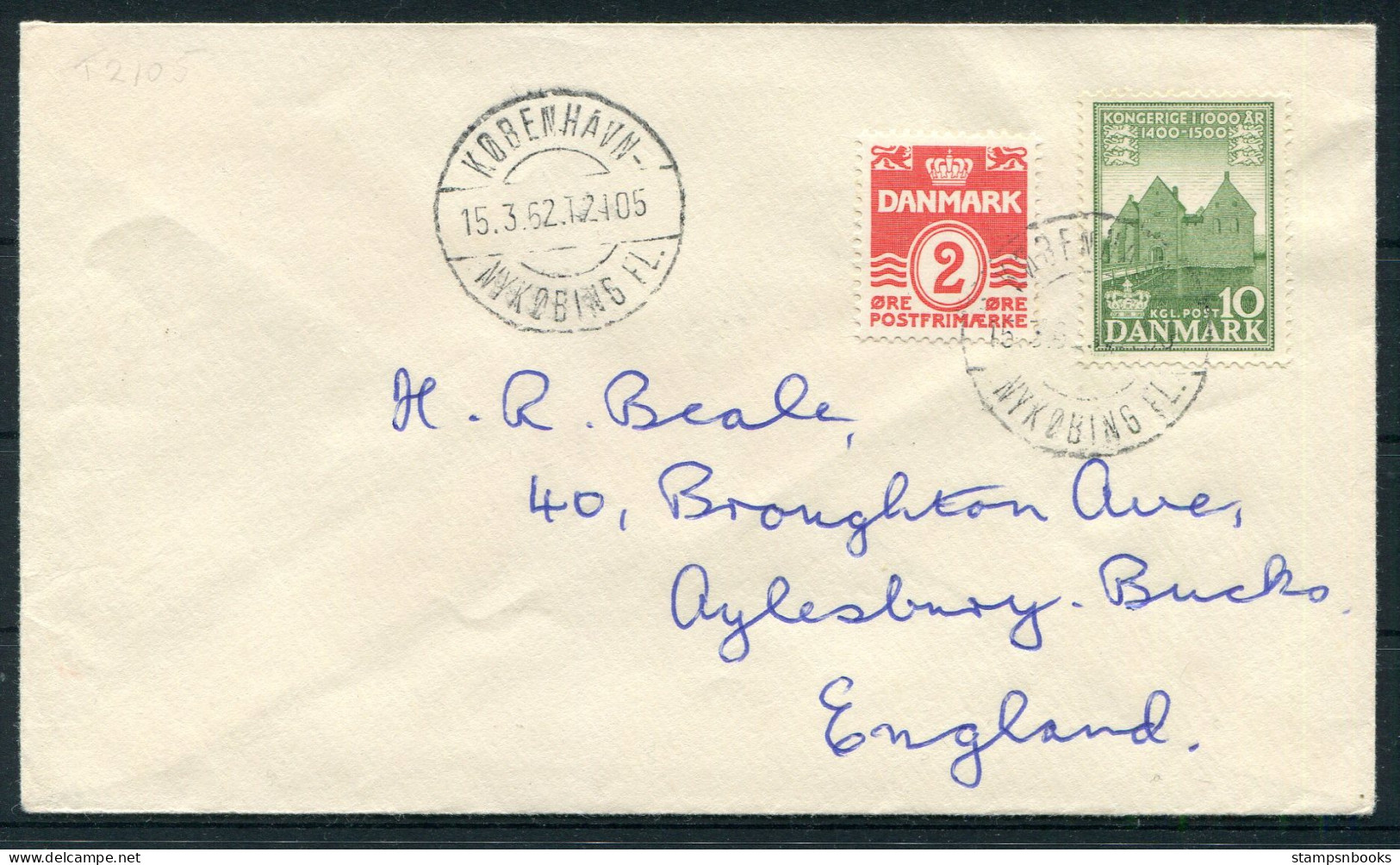 1962 Denmark Railway Cover Copenhagen / Nykobing  - Storia Postale