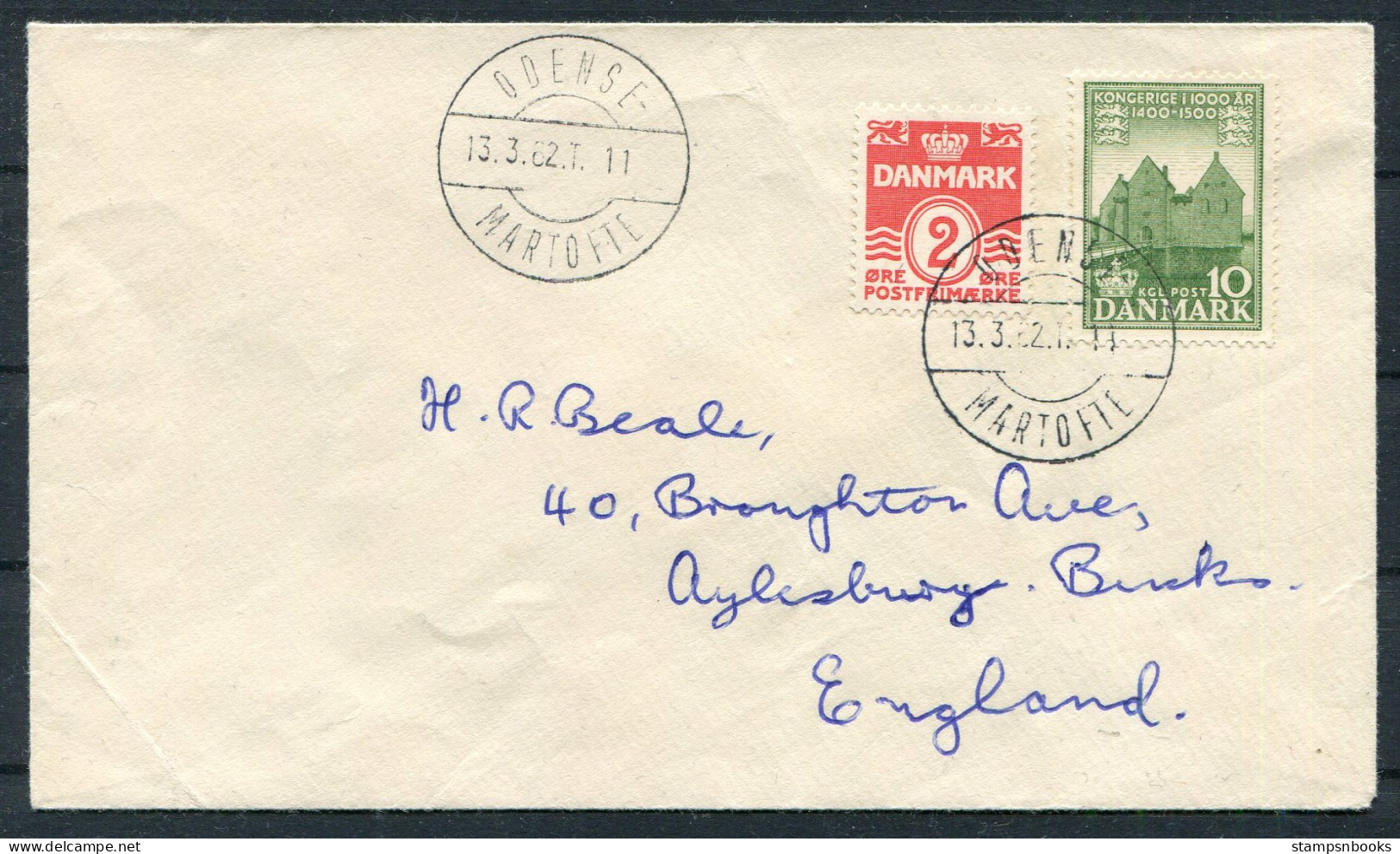 1962 Denmark Railway Cover Odense / Martofte - Brieven En Documenten