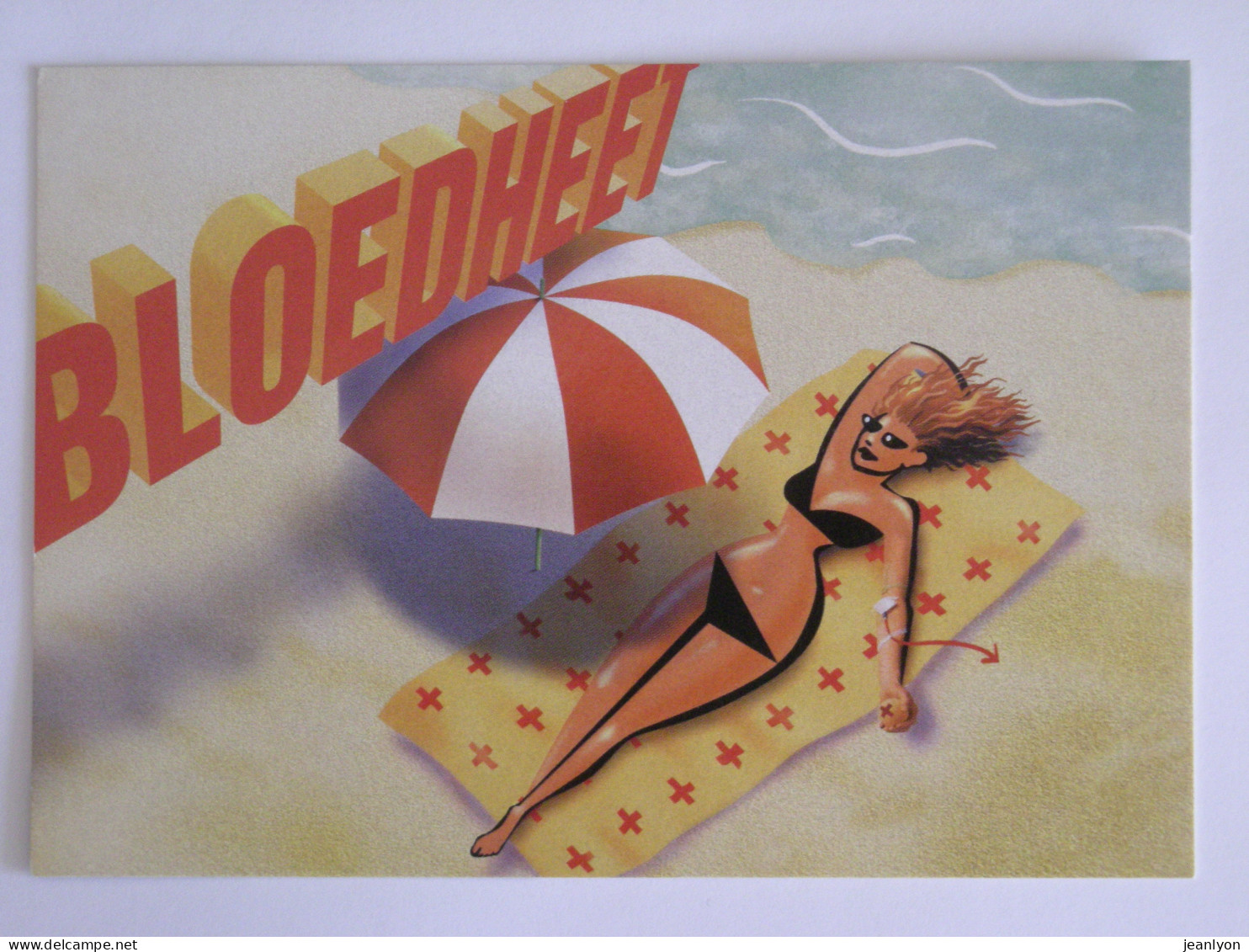 FEMME SUR SERVIETTE DE PLAGE - CROIX ROUGE FLANDRE / RODE KRUIS VLAANDEREN - Carte Publicitaire - Croix-Rouge