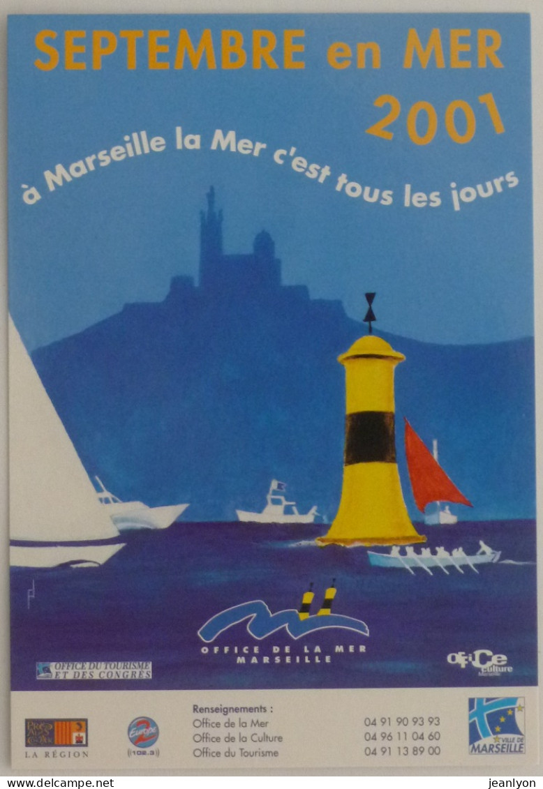 PHARE / BATEAU - MARSEILLE - Septembre En Mer - Carte Publicitaire - Lighthouses