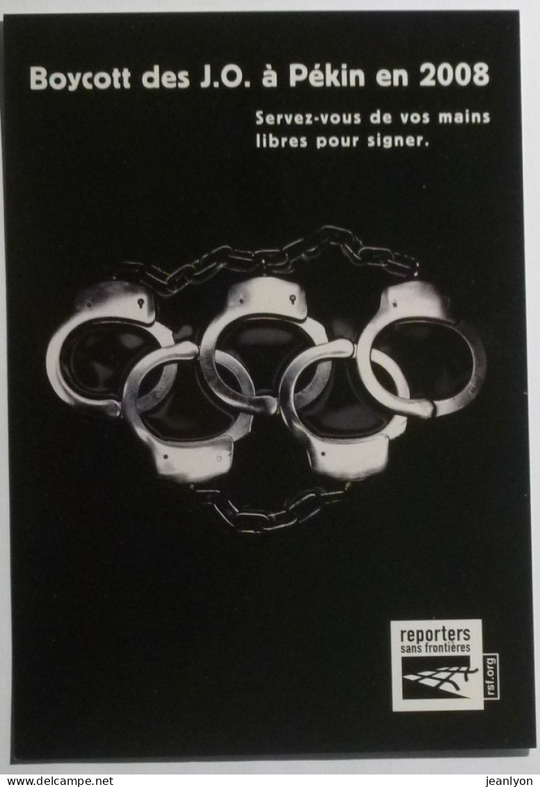 MENOTTES - Boycott Des Jeux Olympiques à Pékin En 2008 - Liberté Presse - Carte Publicitaire  - Politie-Rijkswacht