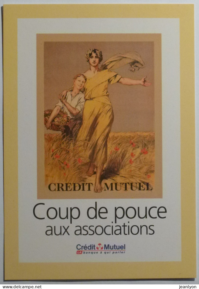 BANQUE CREDIT MUTUEL - Carte Pub Moderne Reproduction Affiche Ancienne Femme Et Enfant Dans Un Champ Récolte - Banken