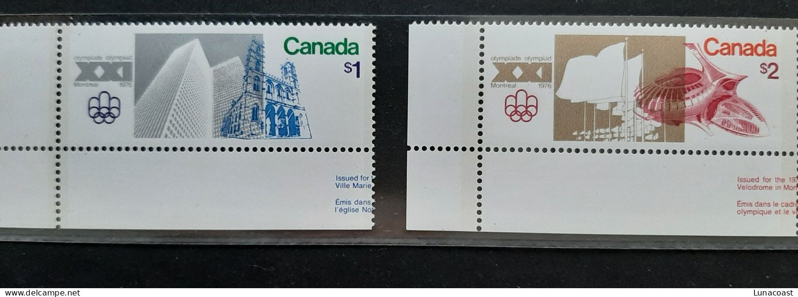 Canada 1976 MNH Sc #687** And 688**   1$ And 2$ Olympics, Notre Dame And Stadium - Neufs