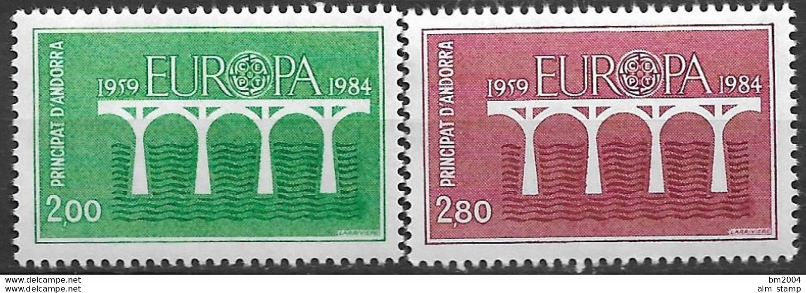 1984 Andorra Fra Mi. 350-1**MNH Europa: 25 Jahre Europäische Konferenz Der Verwaltungen Für Das Post- Und Fernmeldewesen - 1984