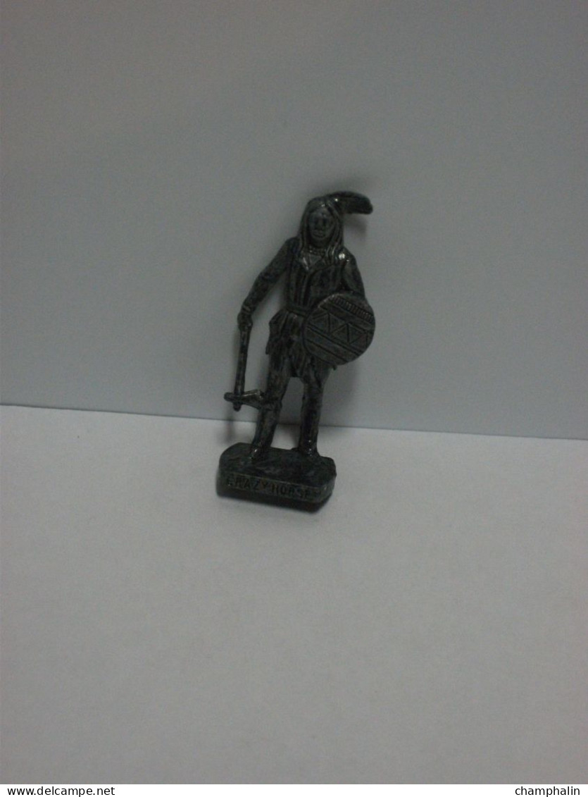 Figurine En Métal Kinder - Série Les Chefs Indiens Célèbres I - Crazy Horse - Finition Fer - Figurine In Metallo