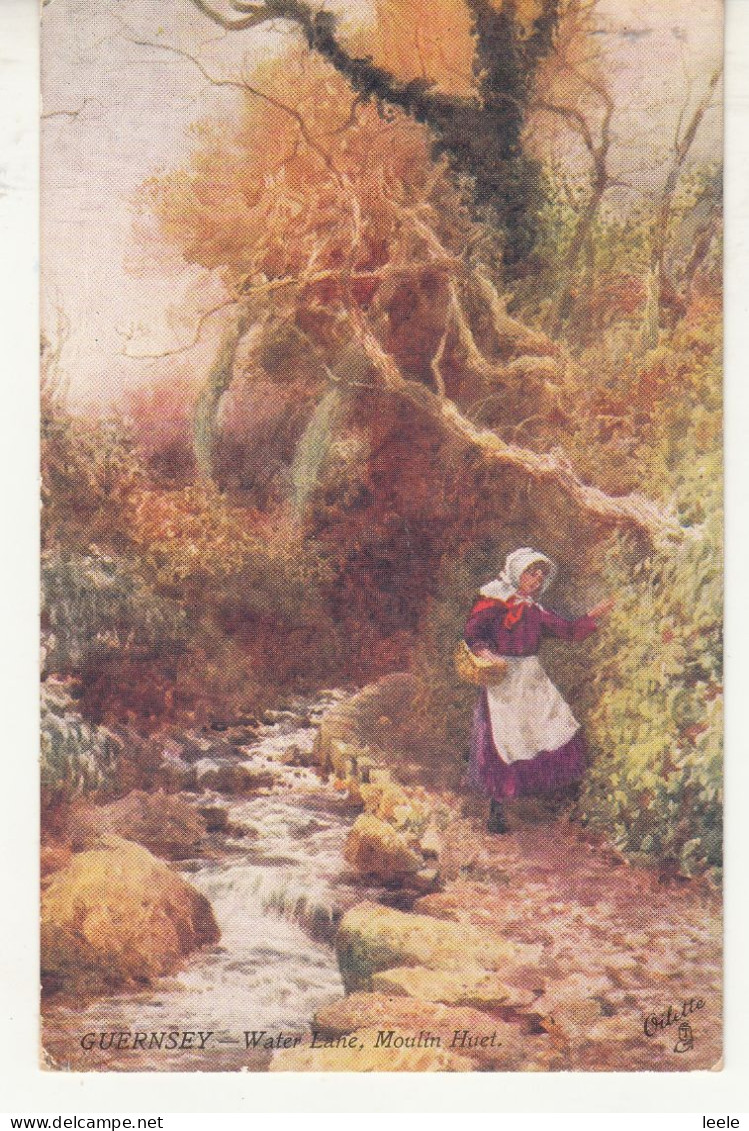 CG76. Vintage Tucks Postcard. Water Lane, Moulin Huet, Guernsey. Channel Islands - Guernsey