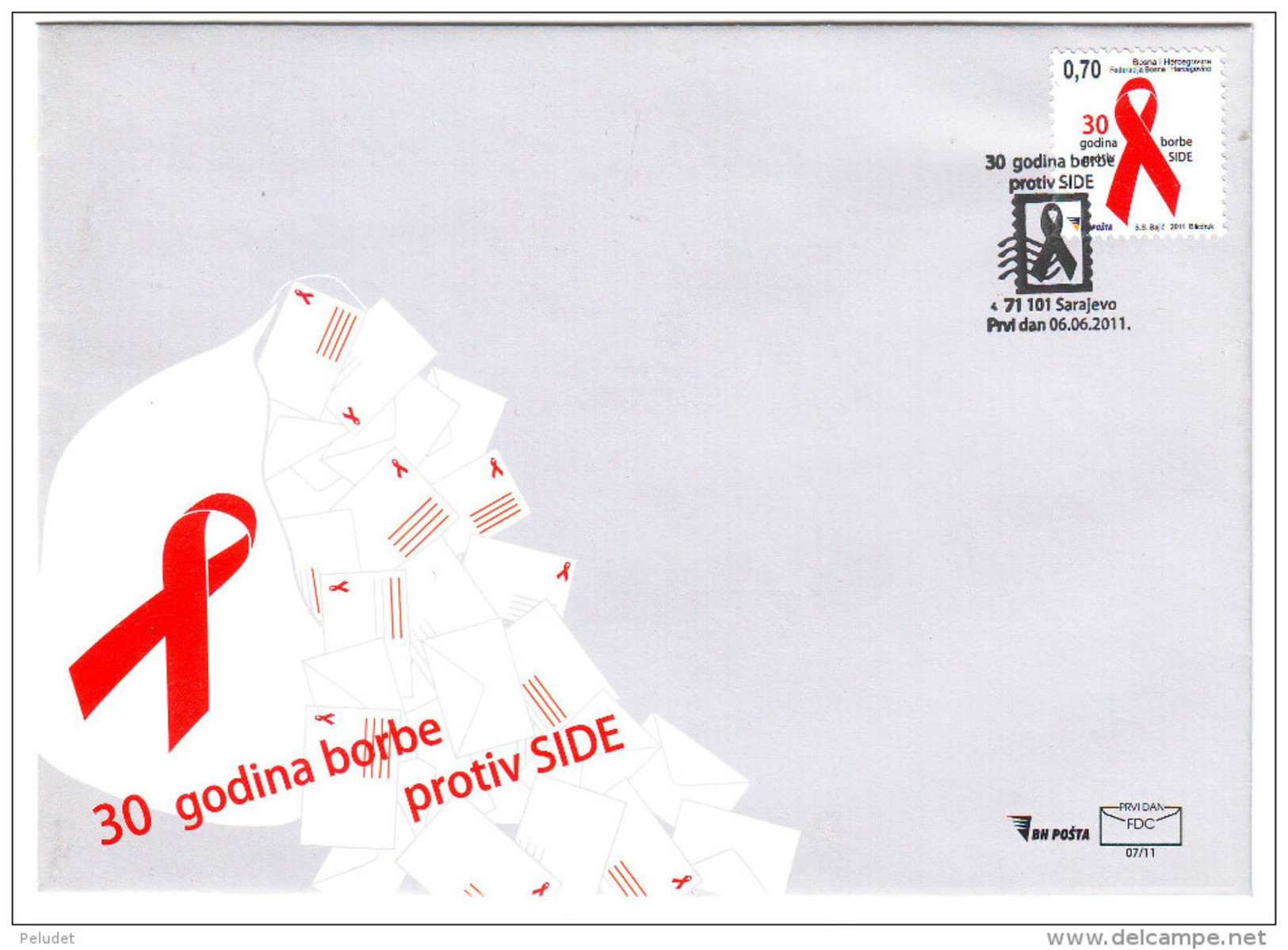 Bosnia I Herzegovina  Sarajevo - 30 Years Of Fight Against AIDS - 2011 - FDC - Bosnie-Herzegovine