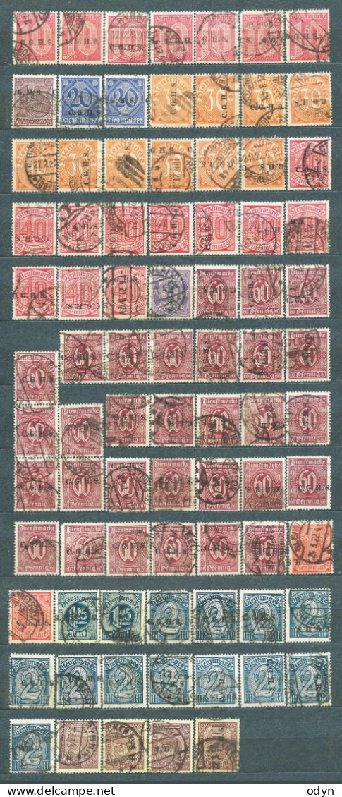 Upper Silesia, 1920, Officials, 82 Stamps From Set MiNr 8-20 (incl. 4 Stamps #18 Wz. 1) - Overprint C.G.H.S. - Used - Silésie