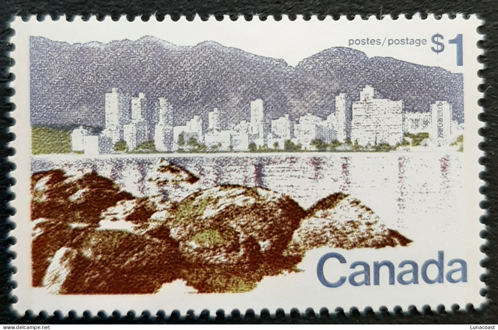 Canada 1973 MNH Sc #599a**   1$  Landscape, Vancouver, Perf.13.3 - Ongebruikt