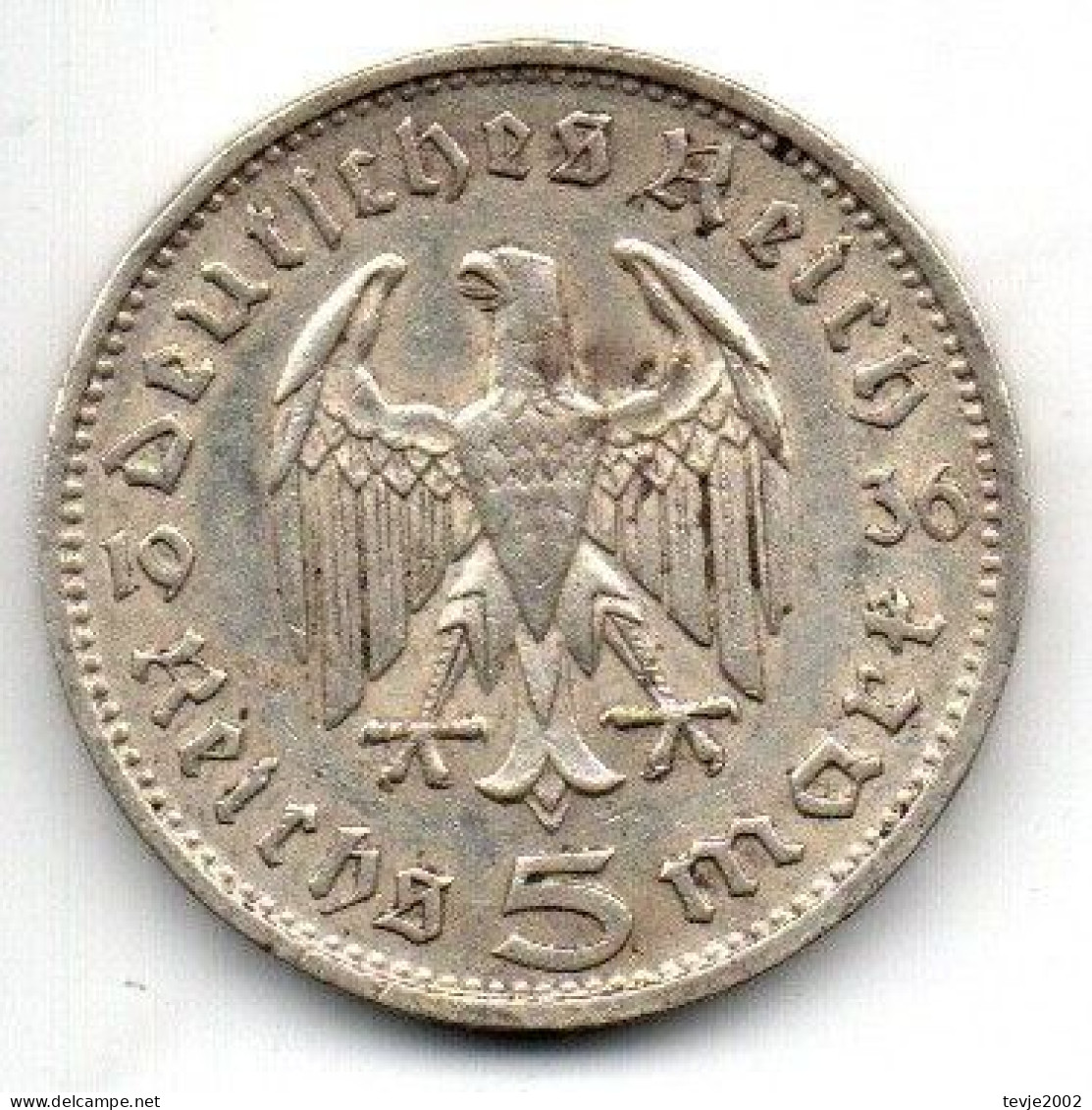 Deutsches Reich - 5 Mark - 1936 - G - Silber - Hindenburg - 5 Reichsmark