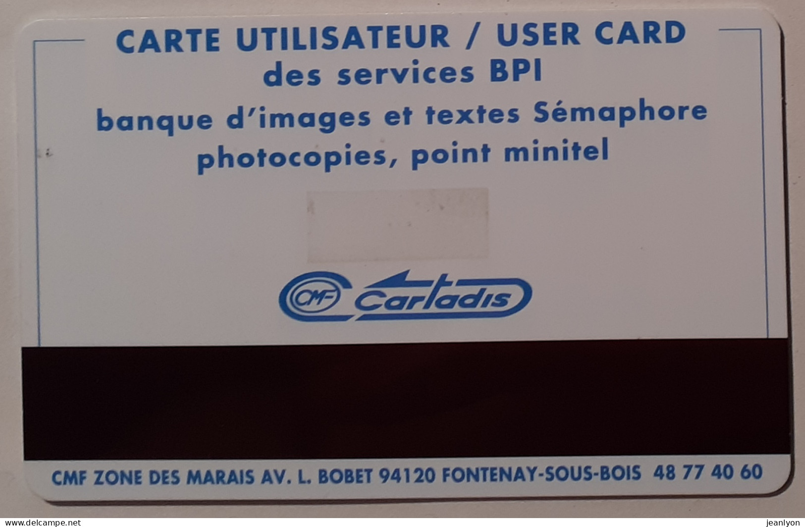 SEMAPHORE - PARIS / CENTRE GEORGES POMPIDOU - Bibliothèque - Carte Magnétique Utilisateur Services BPI - Cartes De Salon Et Démonstration