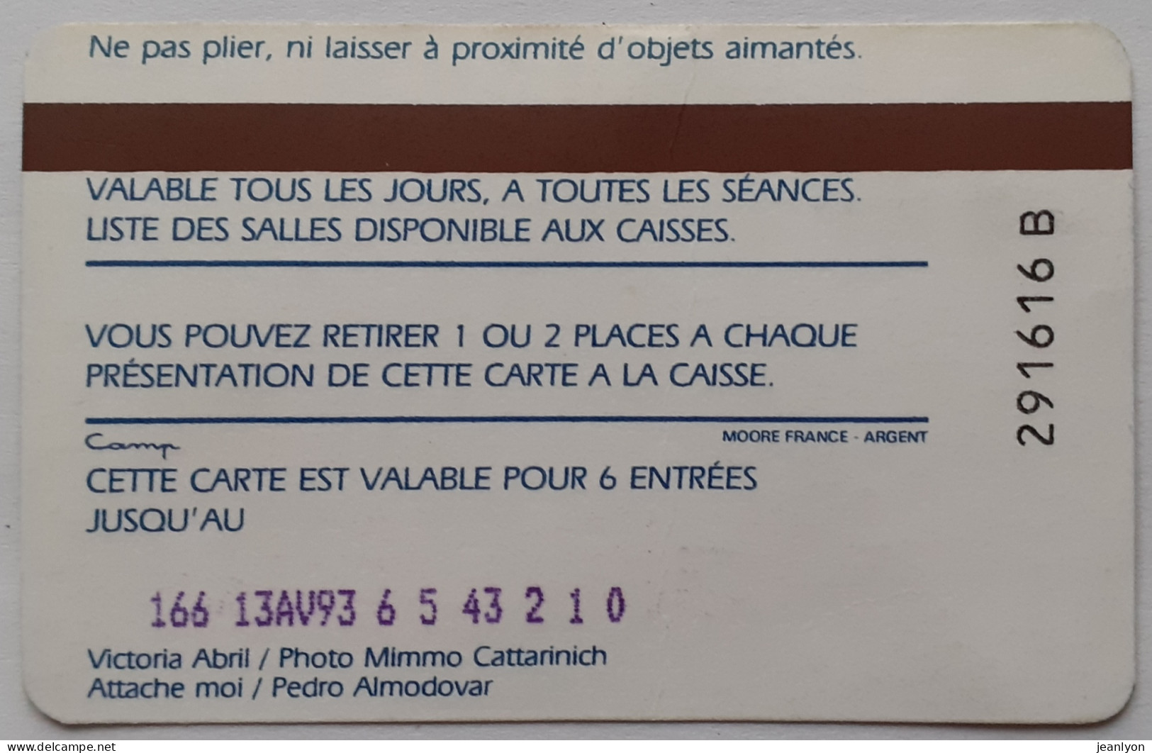 CINEMA - Victoria ABRIL / Film ATTAQUE MOI / Pedro ALMODOVAR - Carte Souple UGC Privilege 2 - Cinécartes