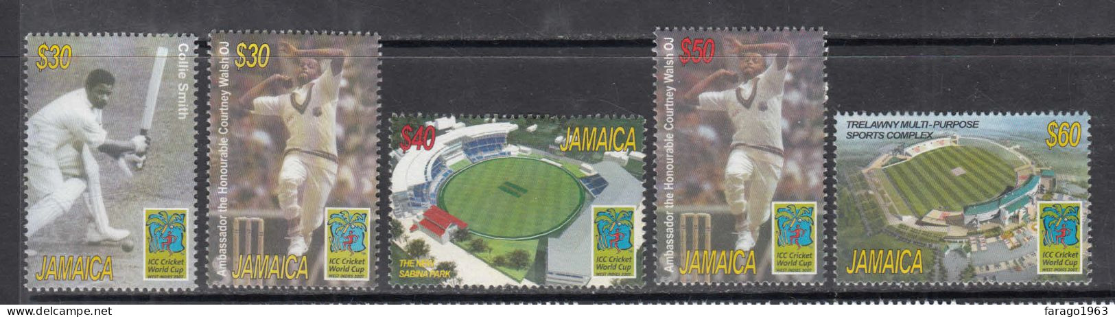 2007 Jamaica Cricket World Cup Complete Set Of 5 MNH - Jamaique (1962-...)