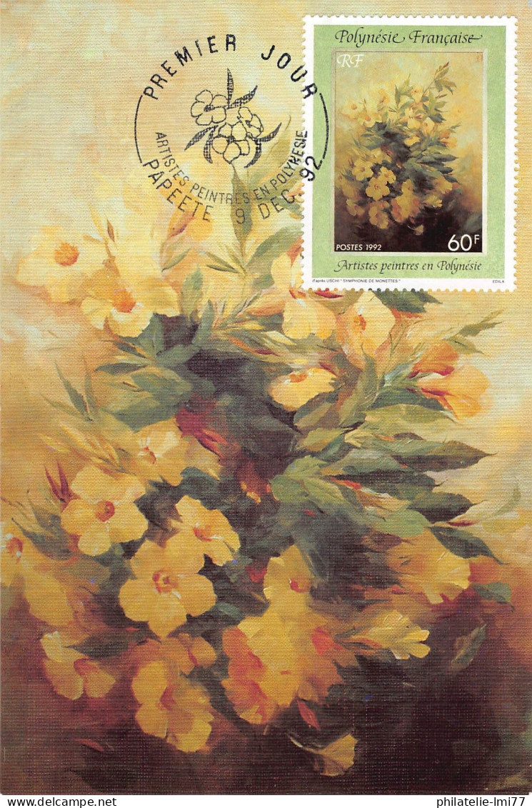 CM - Peintres De Polynésie (4 Cartes), Oblit PJ 9/12/92 - Cartes-maximum