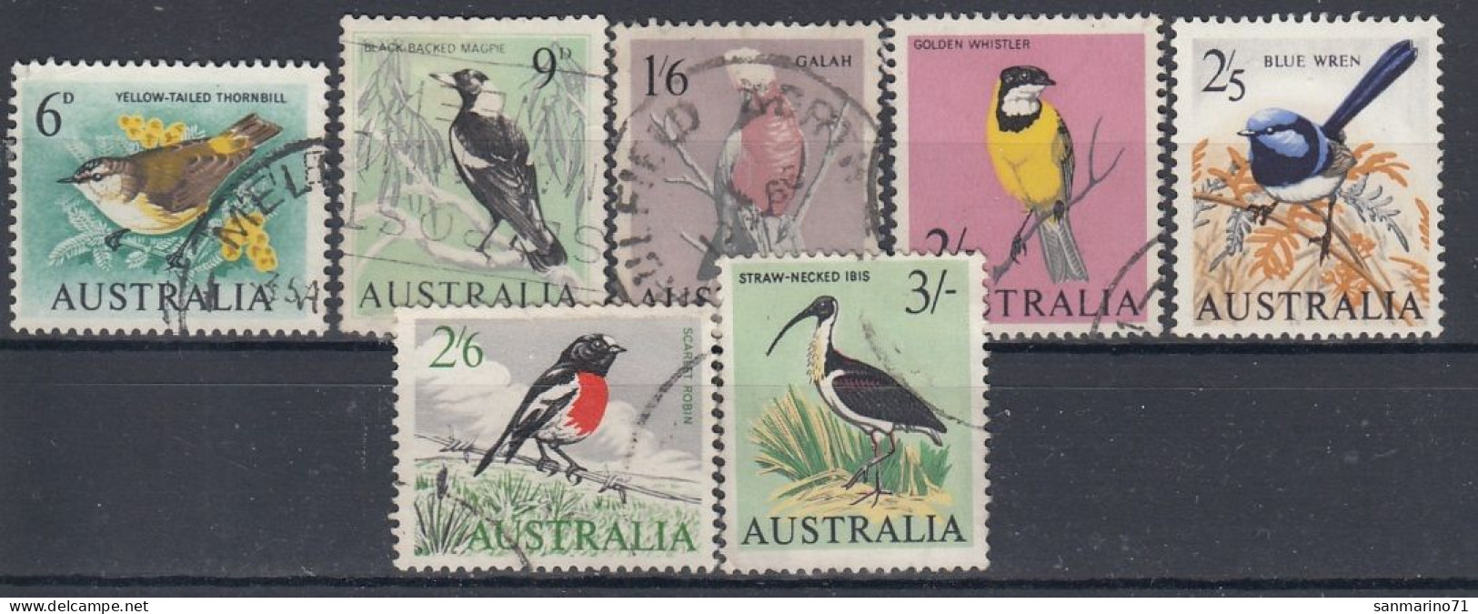 AUSTRALIA 339-345,used,birds - Usados