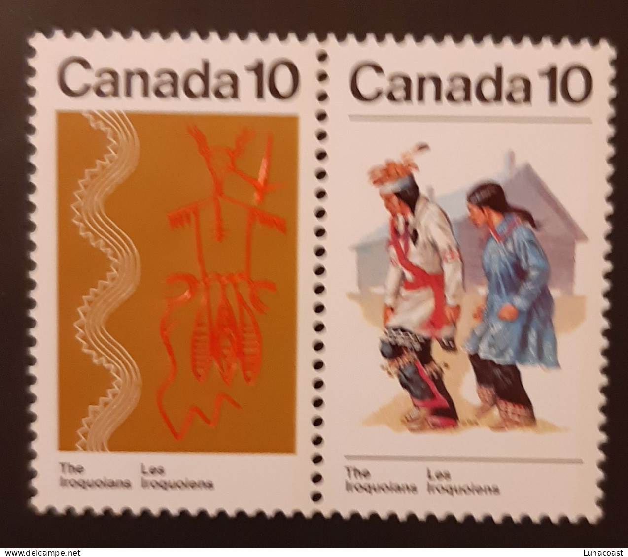 Canada 1976 MNH Sc #581a**   Se-tenant Pair, 2 X 10c, Iroquoian Indians - Unused Stamps