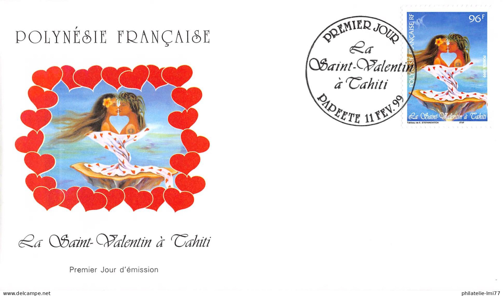 FDC - La Saint Valentin à Tahiti, Oblit 11/2/99 - FDC