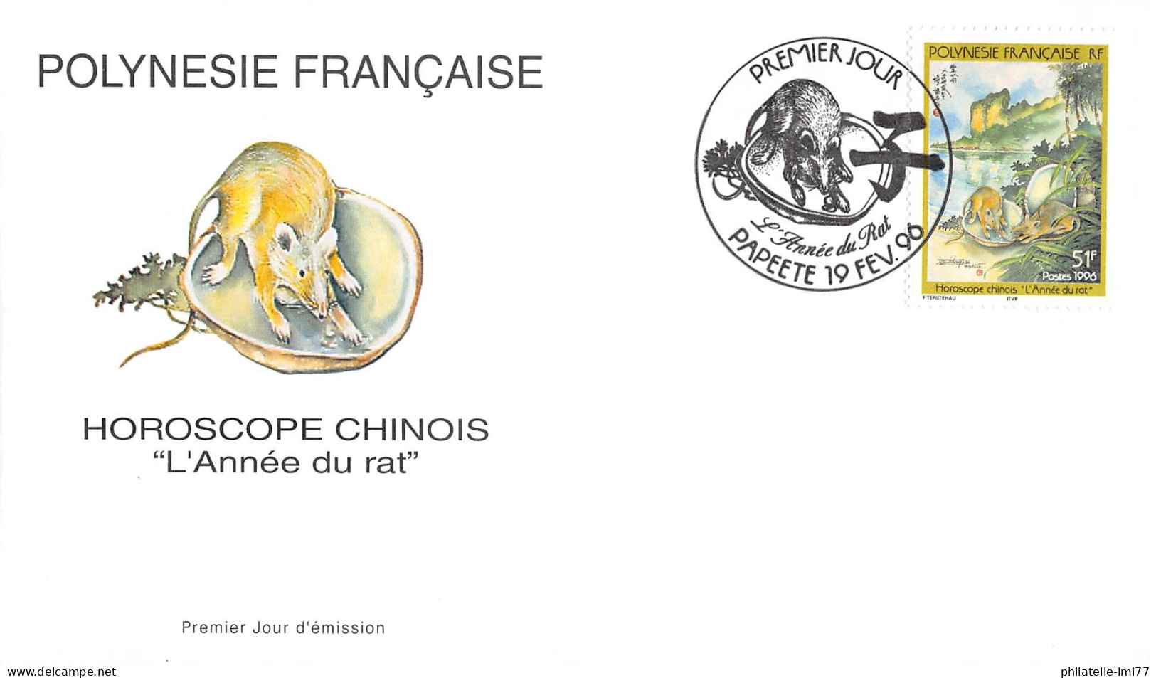 FDC - L'année Du Rat, Oblit 19/2/96 - FDC