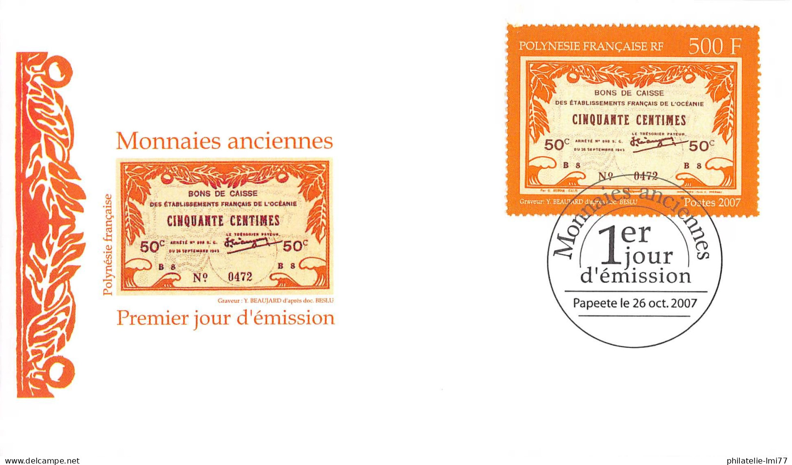 FDC - Monnaies Anciennes (3 Env.), Oblit 26/10/07 - FDC