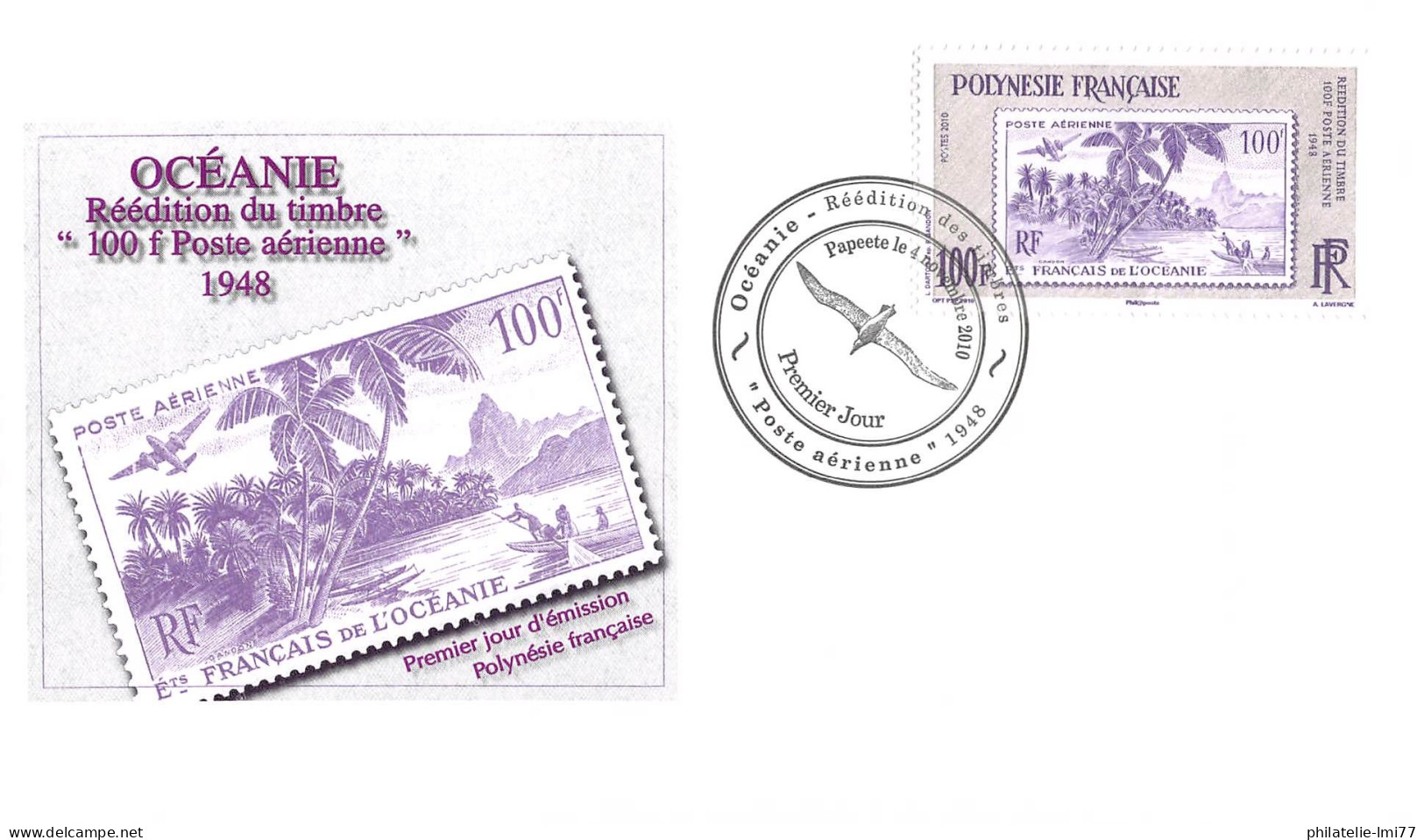 FDC - Réédition Des Timbres PA De 1948 (3 Env), Oblit 4/11/10 - FDC