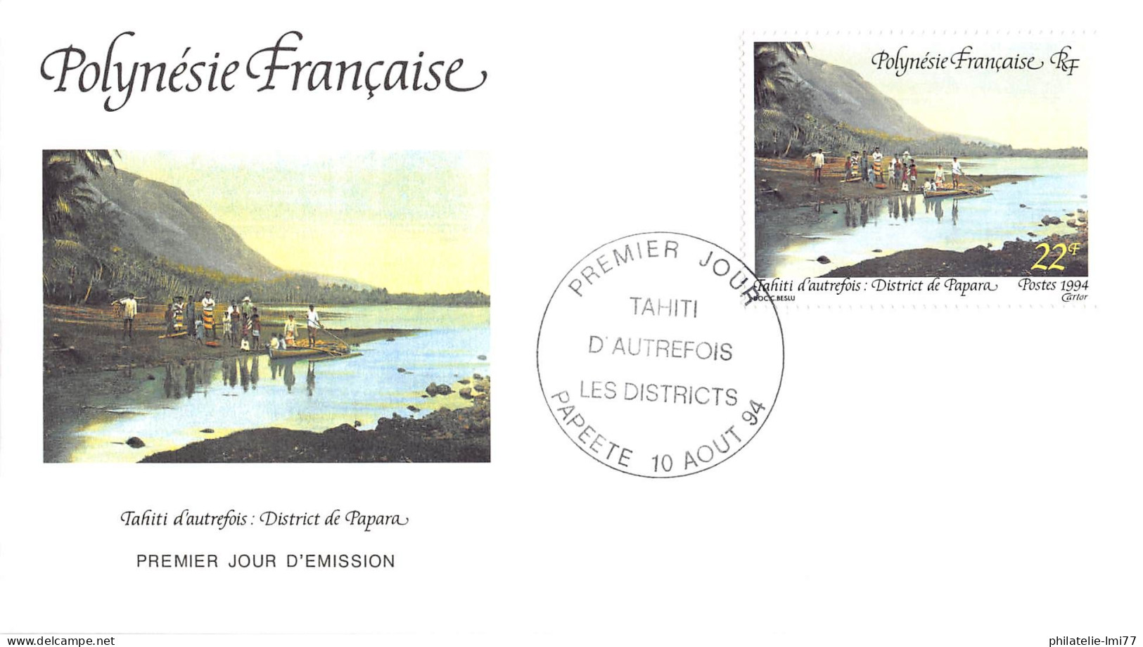 FDC - Tahiti D'autrefois - Les Districts (3 Env.), Oblit 10/8/94 - FDC