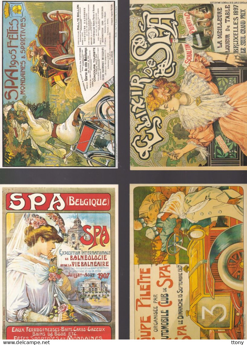 4 Cartes Publicitaires Publicités  Répliques Anciennes Affiches     Belgique SPA - Spa