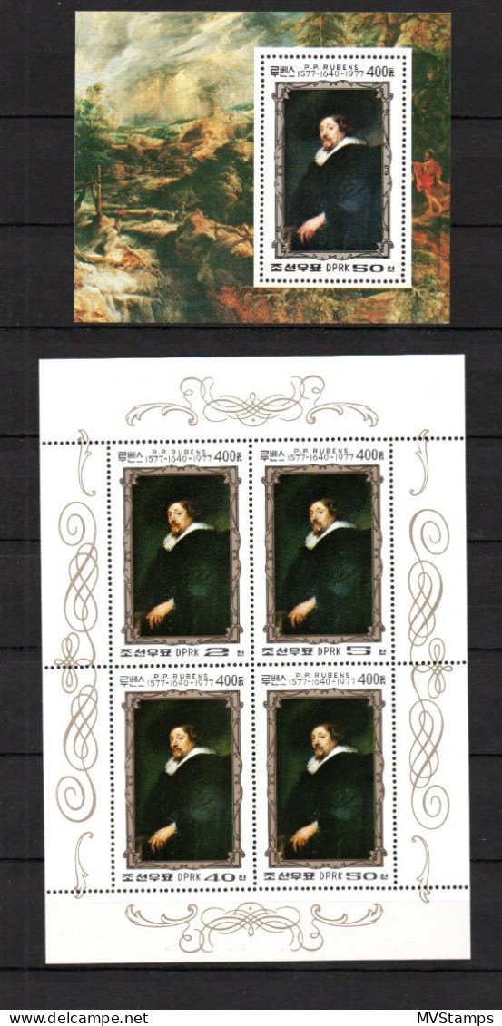 Korea 1978 Sheets (Michel 1702/05 + Block 46) Art/Birthday Of P.P. Rubens MNH - Korea, North