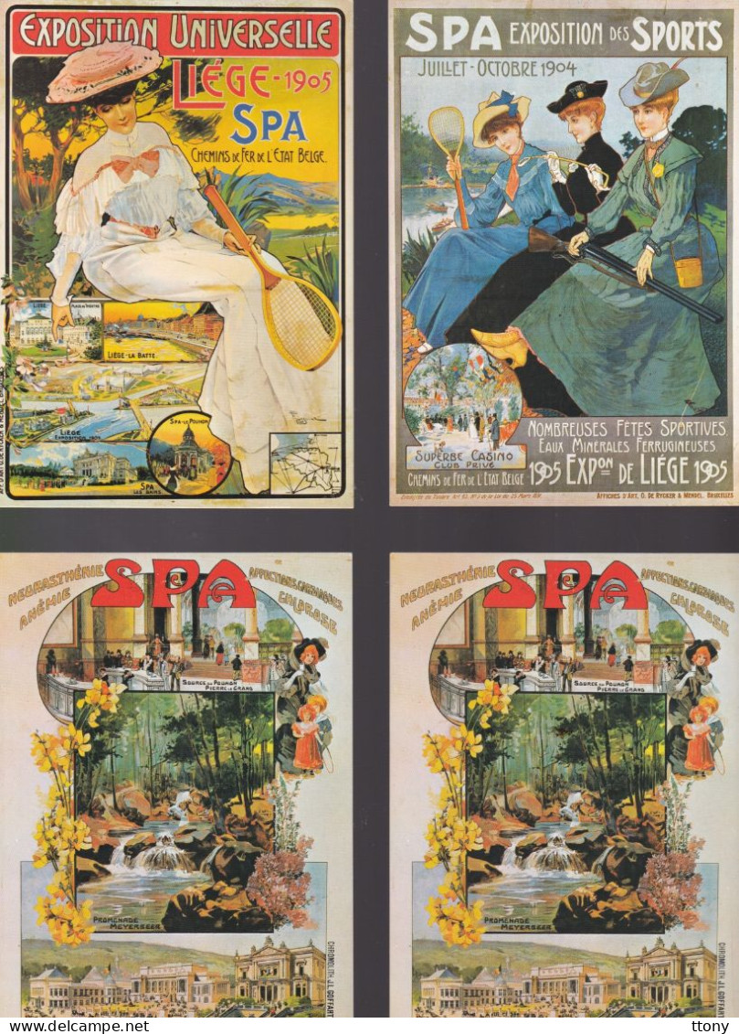 4 Cartes Publicitaires Publicités  Répliques Anciennes Affiches     Belgique SPA - Spa