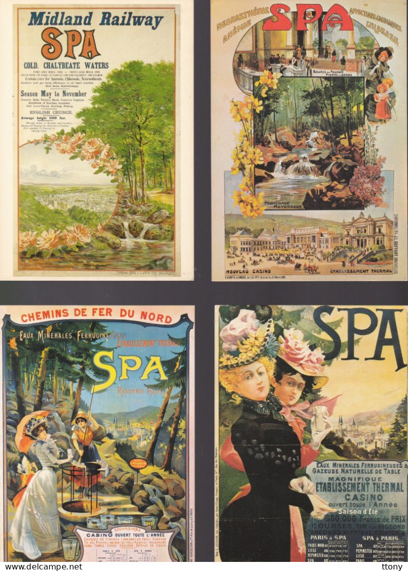 4 Cartes Publicitaires Publicités  Répliques Anciennes Affiches     Belgique SPA - Spa