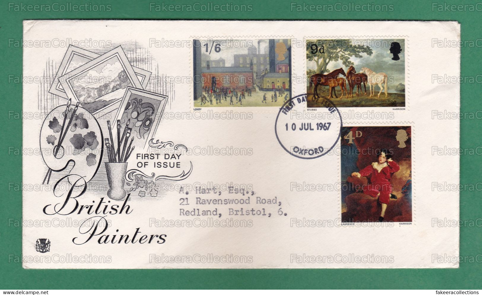 GB GREAT BRITAIN 1967 Grande Bretagne - BRITISH PAINTERS - 3v FDC - Paintings, Horses, Mares & Foals, Children School - Horses