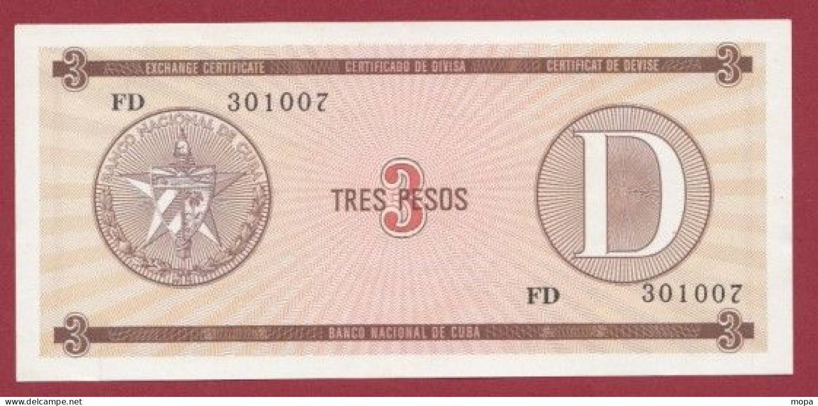 Cuba--3 Peso ---1985-  (D)----UNC---(446) - Cuba