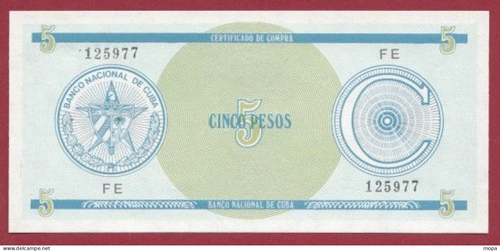 Cuba--5 Pesos ---1985-  (C)----UNC---(447) - Cuba